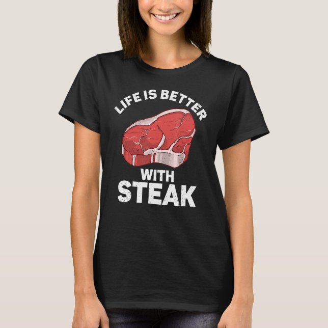 Camiseta Com Comida Raw De Carne De Bife De Carne De Bovino (Frente)