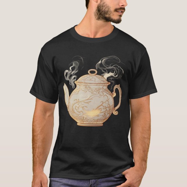 Camiseta com Contorno de Bule de Chá Elegante (Frente)