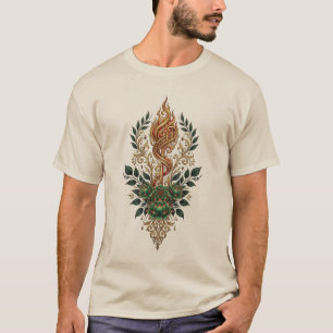 Camiseta com Crista Botânica de Chama Dourada Orna