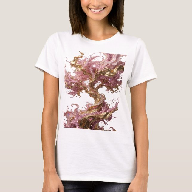 Camiseta com declaração de ARTE ABSTRATA em dourad (Frente)
