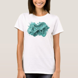 Camiseta com declaração de ARTE ABSTRATA em Teal e