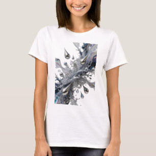 Camiseta com declaração de ARTE ABSTRATA prateada