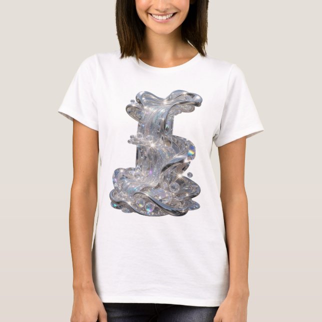 Camiseta com declaração de ARTE ABSTRATA prateada  (Frente)
