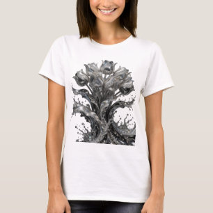 Camiseta com declaração de ARTE ABSTRATA prateada