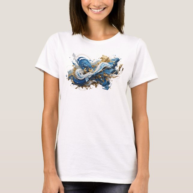 Camiseta com declaração de ARTE ABSTRATA Witty Blu (Frente)