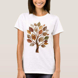 Camiseta com declaração de árvore de folhas de out