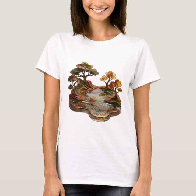 Camiseta com declaração de bela paisagem de outono (Frente)