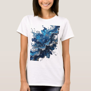 Camiseta com declaração WATER FLOW prateada que ch