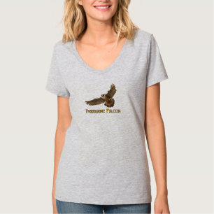 Camiseta com decote em V Falcão-peregrino