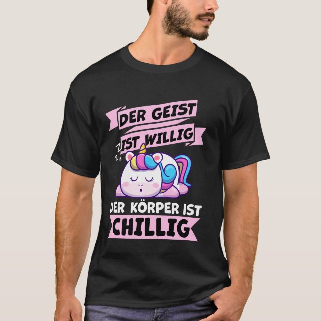 Camiseta com Der Geist de Texto Alemão Ist Willig  (Frente)