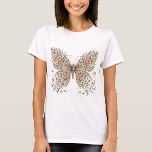 Camiseta com desenho de borboleta de flor