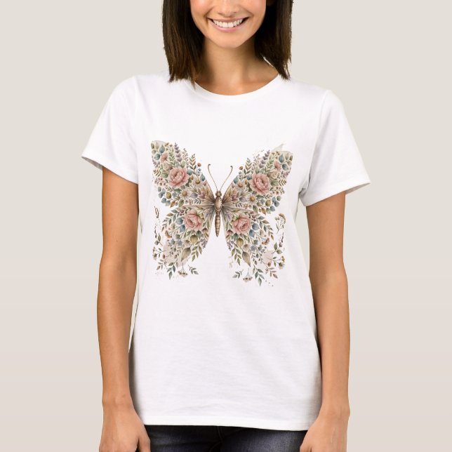 Camiseta com desenho de borboleta de flor (Frente)