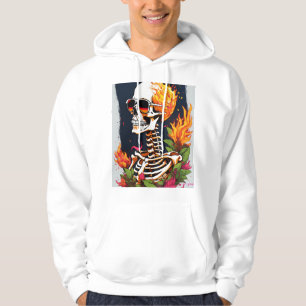 Camiseta com desenho de caveira e tíbias cruzadas 