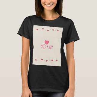 Camiseta com Desenho de Coração de Pássaros de Amo