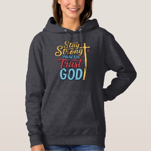 Camiseta com desenho de cruz cristã Fique Forte Co