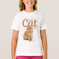 Camiseta com desenho de dia feliz do gato