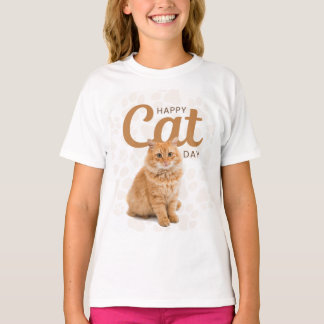 Camiseta com desenho de dia feliz do gato