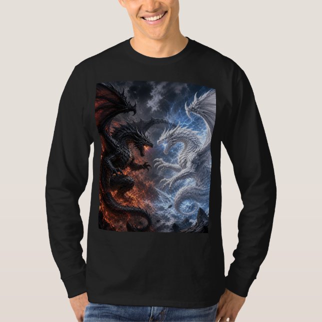 Camiseta com desenho de dragão manga comprida (Frente)