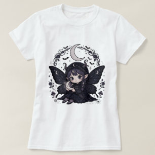 Camiseta com desenho de lua e fada
