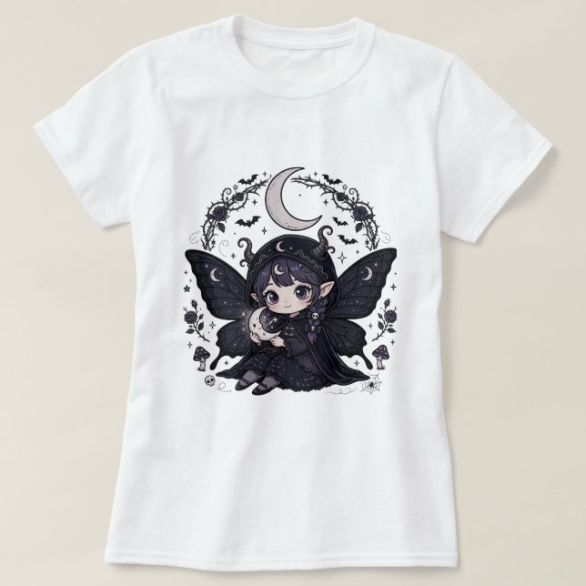 Camiseta com desenho de lua e fada (Frente do Design)