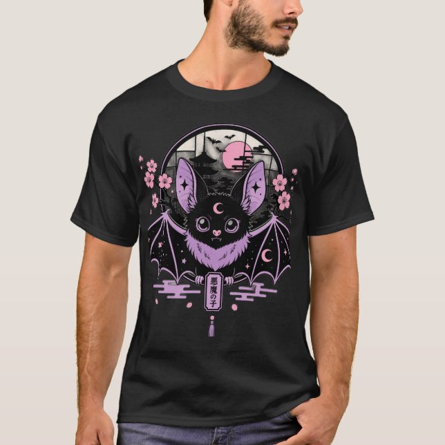 Camiseta com Desenho de Morcego Pastel Goth Primor (Frente)