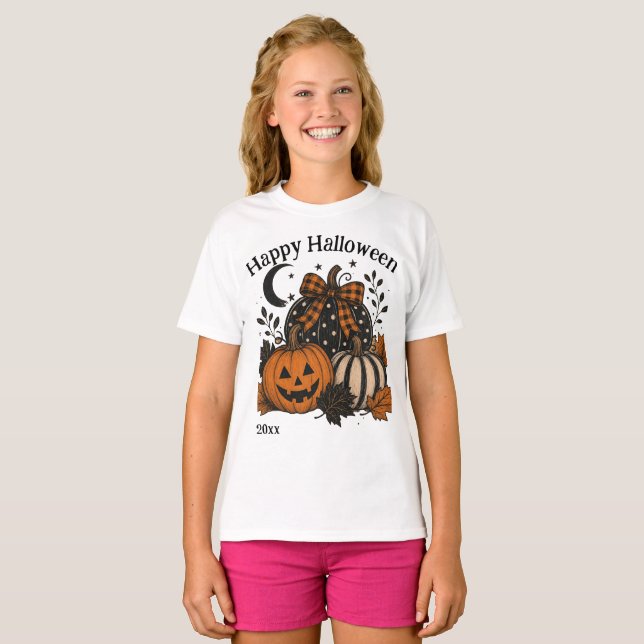 Camiseta com Desenho de Padrão Vintage de Hallowee (Frente Completa)