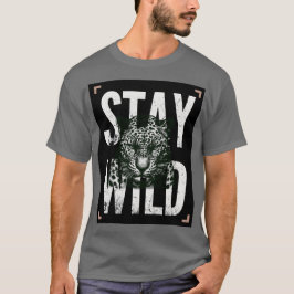 Camiseta com Desenho de Rosto de Leopardo Selvagem