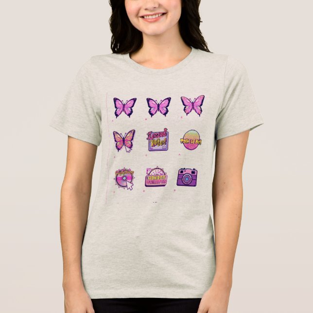 Camiseta com desenhos femininos fofos (Frente)