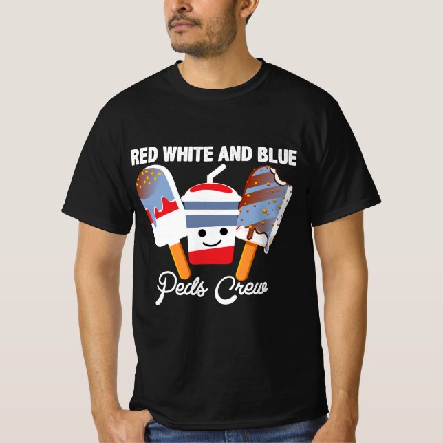Camiseta com Design da Equipe Red White And Blue P (Frente)