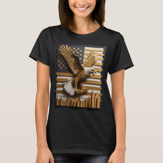 Camiseta com design de águia em arte de papel 3D