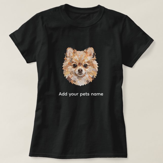 Camiseta com Design de Cachorro Pomerânia (Frente do Design)