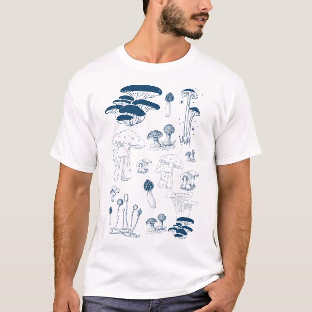 Camiseta com Design de Cogumelo de Tatuagem Vintag (Frente)