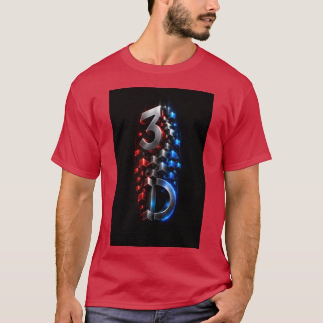 Camiseta com Design de Cubo Geométrico 3D Futurist (Frente)