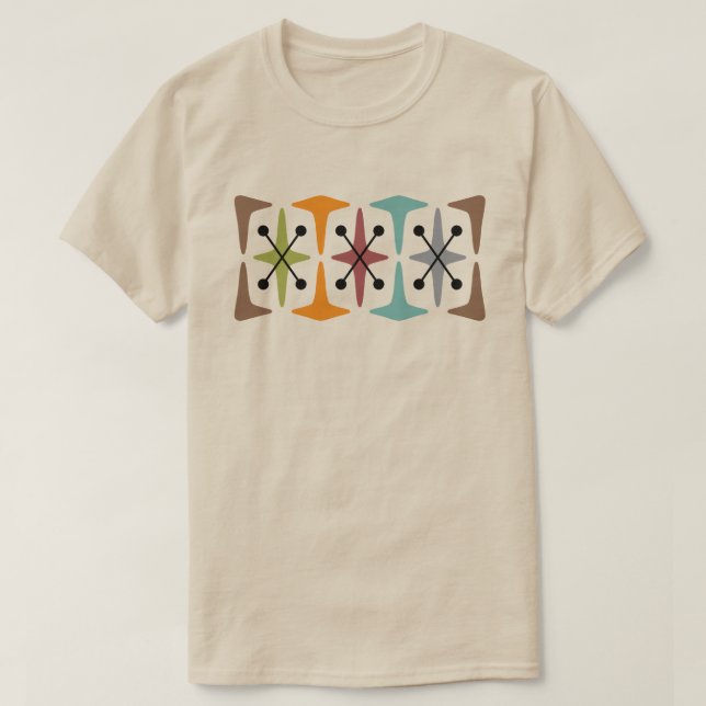 Camiseta com Design de Estrela Explosiva Mid Centu (Frente do Design)