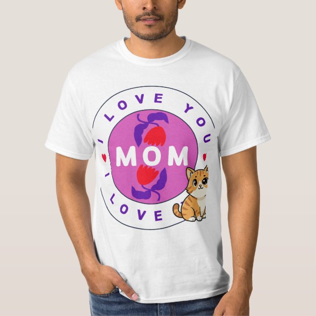 Camiseta com design de gato e mãe (Frente)