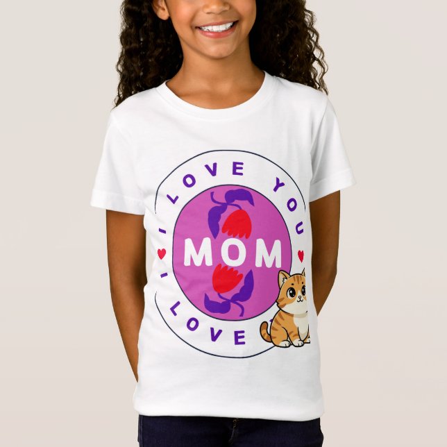 Camiseta com design de gato e mãe (Frente)