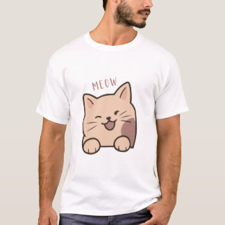 Camiseta com Design de Gato Fofo Meow