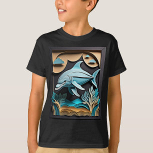 Camiseta com design de golfinho em arte de papel 3