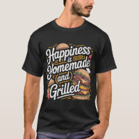 Camiseta com Design de Hambúrguer Grelhado Caseiro