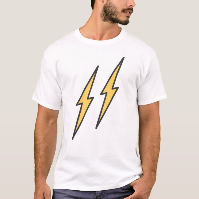 Camiseta com design de ícone de raio duplo (Frente)