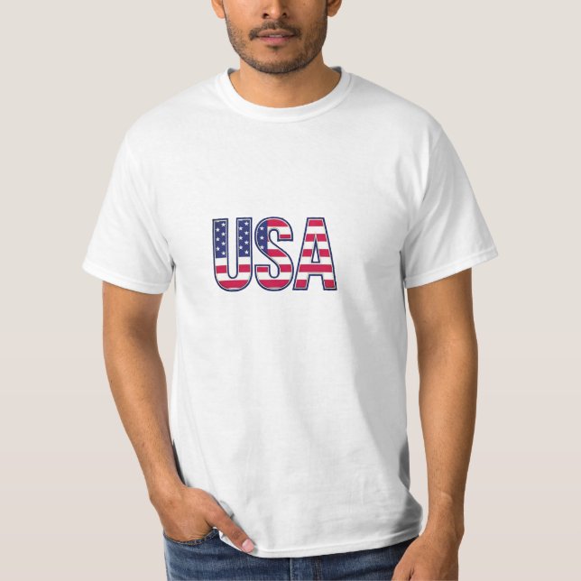 Camiseta com design de letra da bandeira patriótic (Frente)