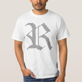 Camiseta com design de letra gótica R tipográfica