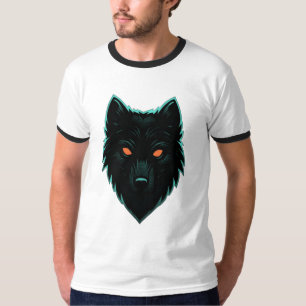 Camiseta com Design de Lobo Neon Místico