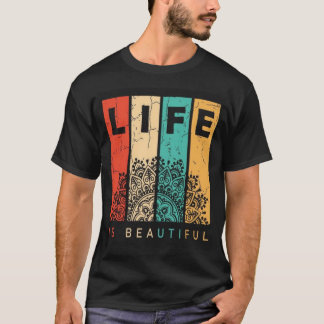 Camiseta com design de mandala Life Is Beautiful