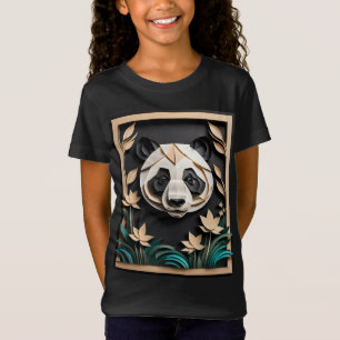 Camiseta com design de panda em arte de papel 3D