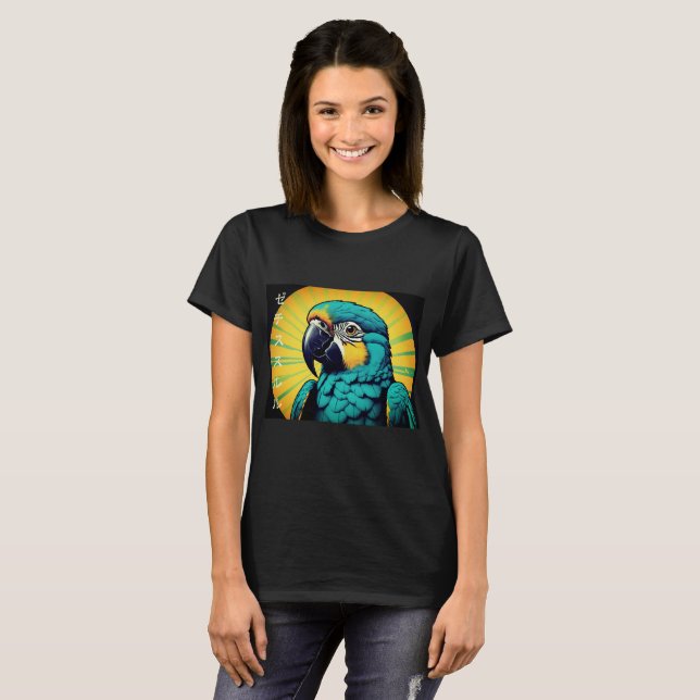 Camiseta com Design de Papagaio para Mulheres (Frente Completa)