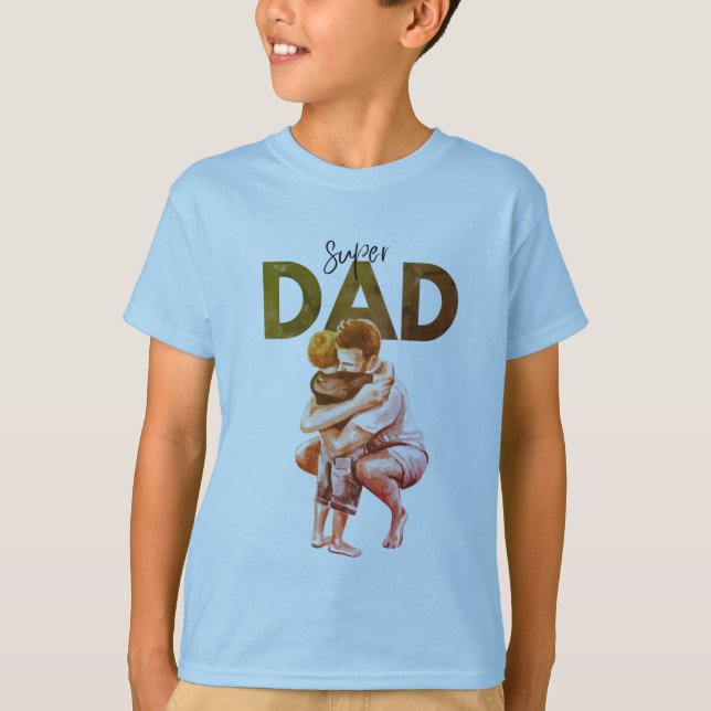 Camiseta com Design de Super Pai em Aquarela (Frente)