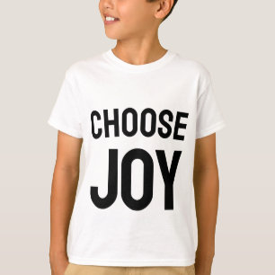 Camiseta com design Escolha Alegria Amor e Felicid