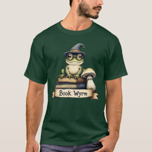 Camiseta com design fantasia de rã de leitura fofa