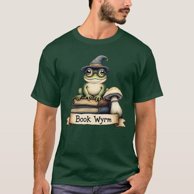 Camiseta com design fantasia de rã de leitura fofa (Frente)